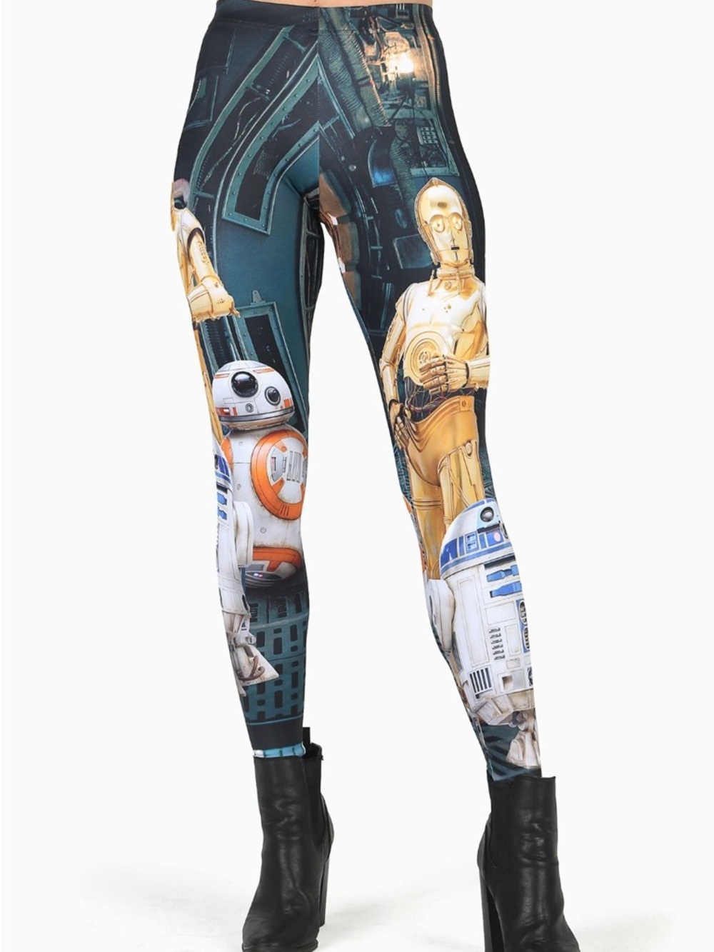 Blackmilk Star Wars Droid Print Leggings in Gold, Blue, White, Orane sz XL